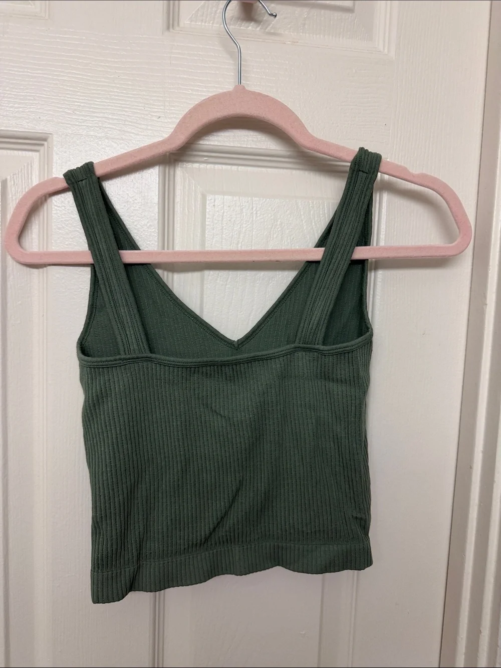 Free people Ribbed V-Neck Tank Top in Olive Green